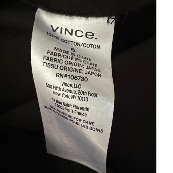 NWT Black VINCE Draped 3/4 Sleeve Square Neck Poplin Top Blouse Size 6 - Picture 7 of 8